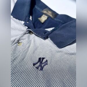 Vintage New York Yankees Striped Short Sleeve Polo Shirt MLB Baseball Size XL